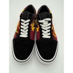 Vans Old Skool Flames Skull Sneakers Shoes Black Red Yellow